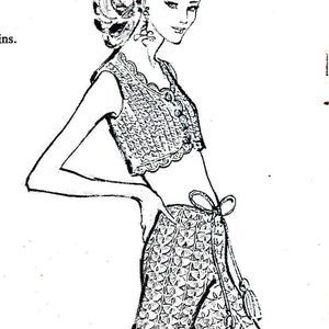 Vintage Crochet Pattern for Bell Bottom Pants and Top Combo 70's PDF Instant Download
