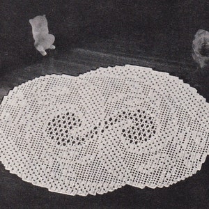 Vintage Digital Pattern for Oval Stardust Filet Crochet Doily Centerpiece PDF