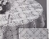 Vintage Crochet Round or Oval Tablecloth Double Wedding Ring Pattern PDF