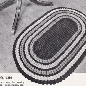 Vintage Crochet PDF Pattern for Oval Shell Throw Rug and Doily