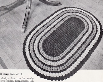 Vintage Crochet PDF Pattern for Oval Shell Throw Rug and Doily