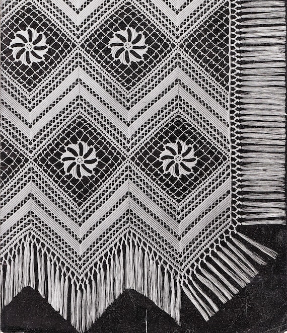 Vintage Crochet Pattern for Blocks and Bands Bedspread PDF  Instant Download