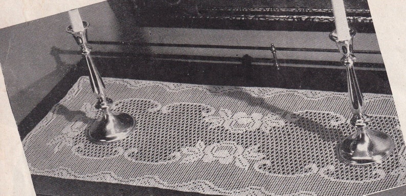 Filet Crochet Queen Of The Garden Runner Dresser Scarf Pattern Etsy