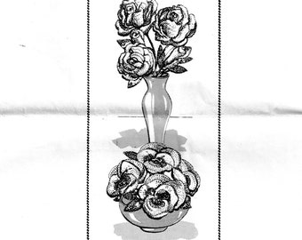 Vintage Crochet Pattern For 2 Flowers -- Rose and Pansy Crochet Pattern INSTANT DOWNLOAD PDF