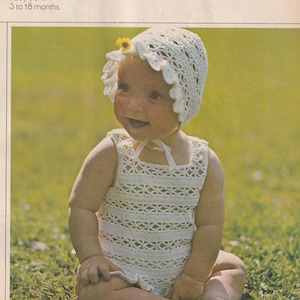Crocheted Digital Lacy Baby Set Hat/Bonnet Dress 3 to 18 Months Pattern PDF