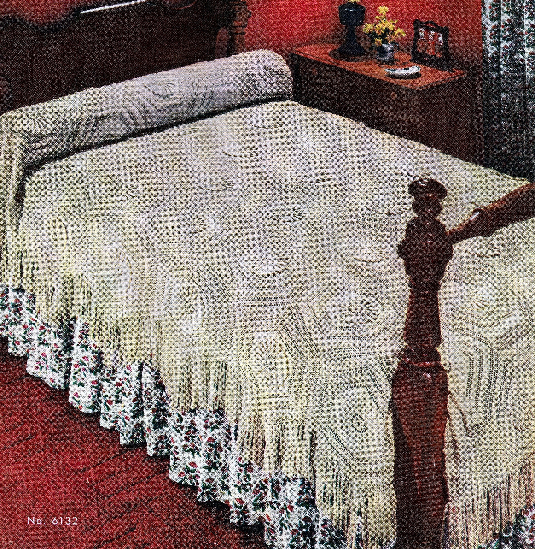 Vintage Crochet Pattern for Bedspread Blocks Marguerite