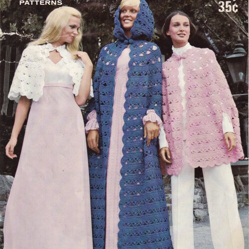 Vintage Crochet PDF Pattern for Fashion Hooded Cape Instant Download ( No AI )