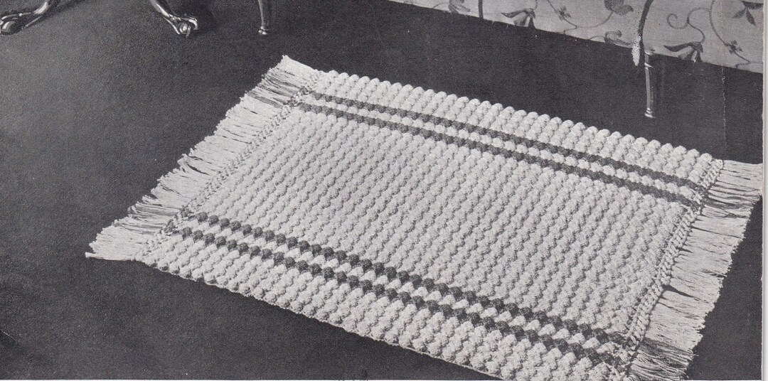 Vintage PDF Crochet Pattern for Shell Throw Rug With Fringe - Etsy