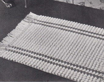 Vintage PDF Crochet Pattern for Shell Throw Rug with Fringe