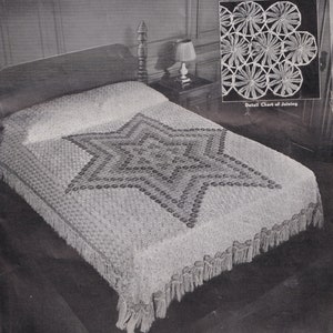 Vintage PDF Pattern for Crochet Star of Bethlehem Beadspread Made with Bucilla Daisy Maker