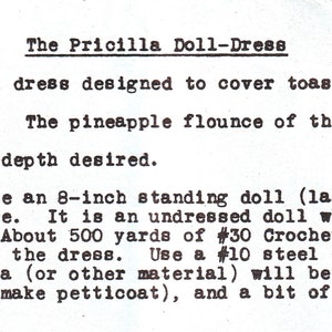 vintage Crochet Doll Clothes Pattern PDF for Pineapple Pricilla Doll Dress Instant Download PDF image 2