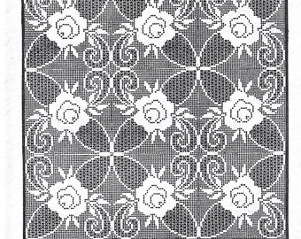 1970/'s Vintage Retro Teenage Girl Women/'s Cotton Pullover No.1071 A Single Rose Filet Crochet Sweater Pattern PDF Instant Download