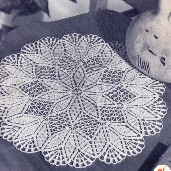 vintage Crochet Pattern Téléchargement instantané 13 pouces Napperon Tulip Pattern Téléchargement instantané