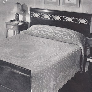 Vintage Filet Crochet PDF Pattern for the Cameo Double Bedspread INSTANT DOWNLOAD