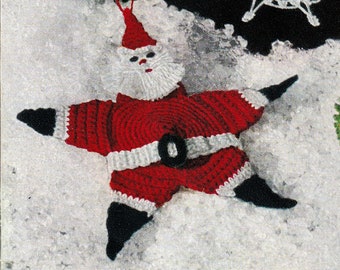Vintage Crochet Pattern for Christmas Santa Star Tree Topper Ornament PDF Instant Download Pattern
