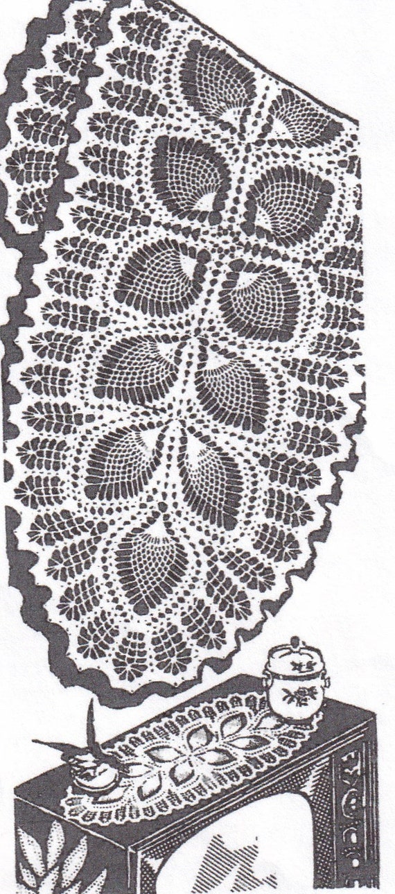 Vintage Crochet Pineapple Runner Dresser Scarf Centerpiece Etsy