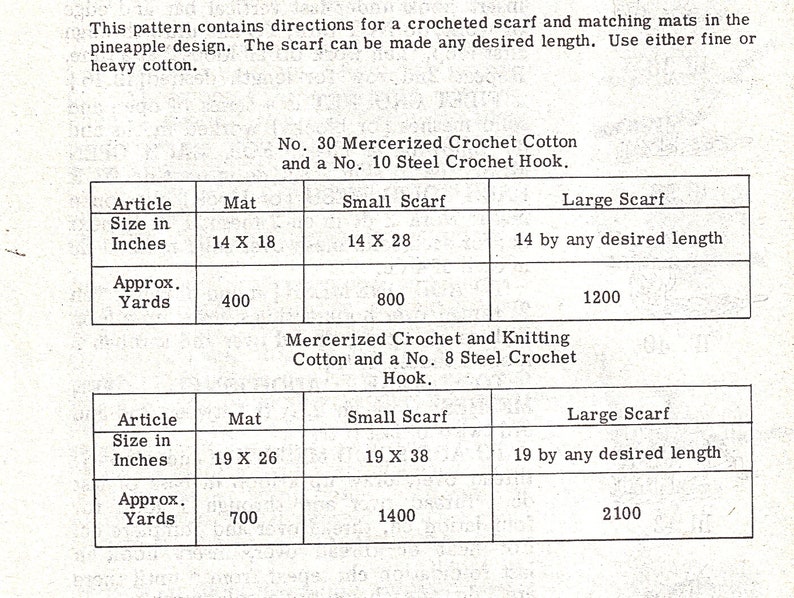 Vintage Crochet Pattern PDF for 7290 Oval Pineapple Doily Runner Scarf Instant Download image 2