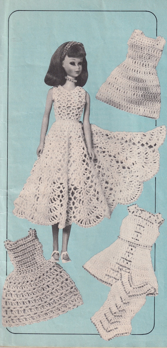 5 Vintage PDF Crochet Patterns for Barbie Beaded Dresses Bathing Suit Fashion Doll Instant Download Etsy Canada