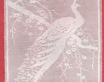 Vintage Filet Crochet Pattern Graph for Peacock Panel Bedspread Center Curtain Panel INSTANT DOWNLOAD PDF