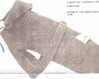 Vintage Crocheted Pampered Pet Dog Coat/Sweater Pattern PDF