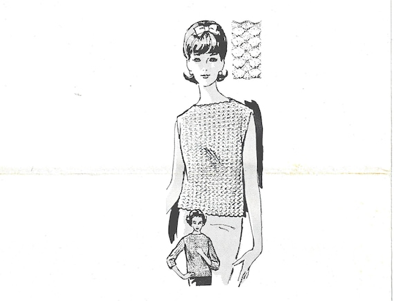Vintage Crochet Pattern for Sleeved or Sleeveless Top INSTANT DOWNLOAD PDF