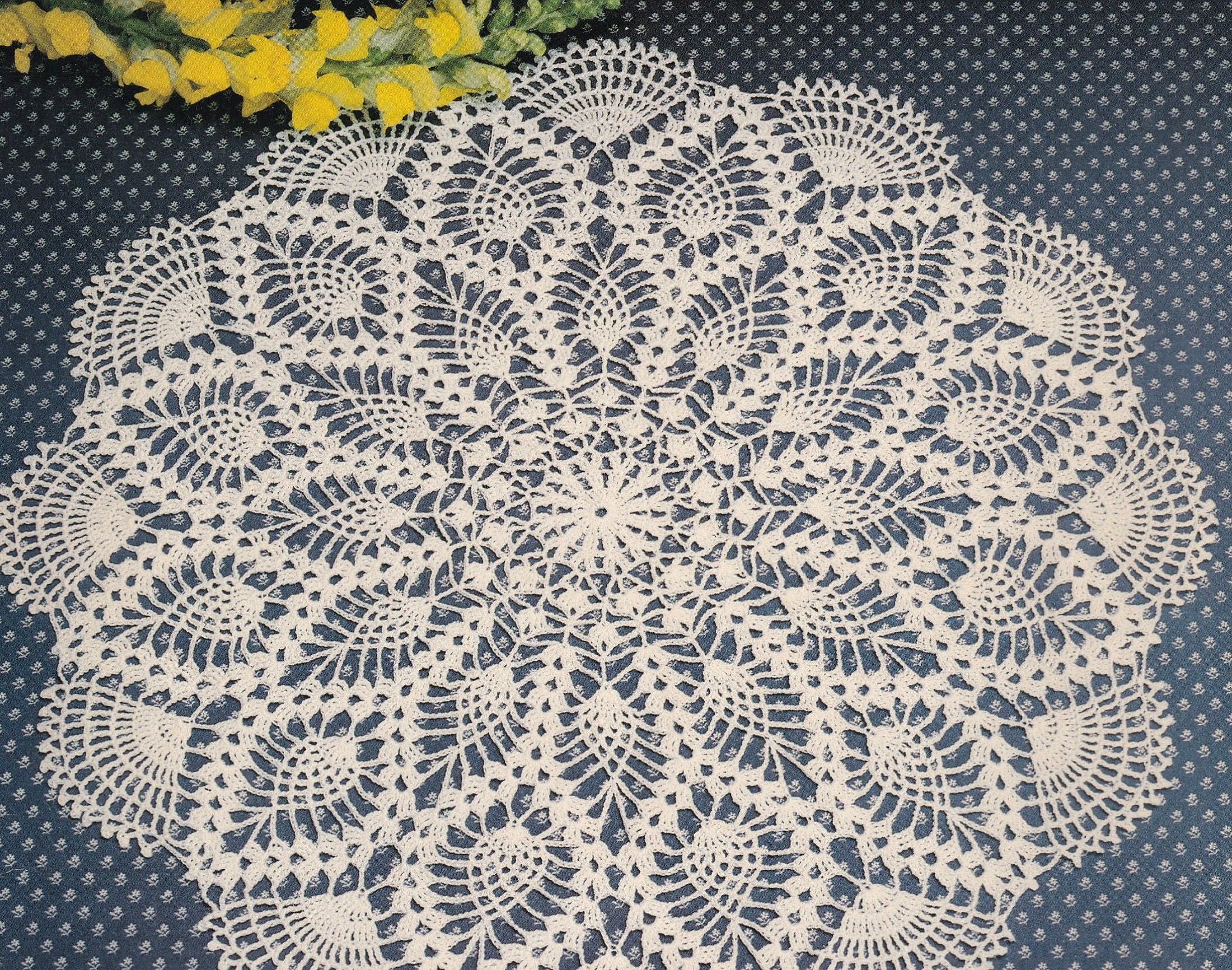 Vintage Crochet Centerpiece 8 Pineapple Doily PATTERN ONLY Vintage Crochet Centerpiece 8 Pineapple Doily PATTERN ONLY