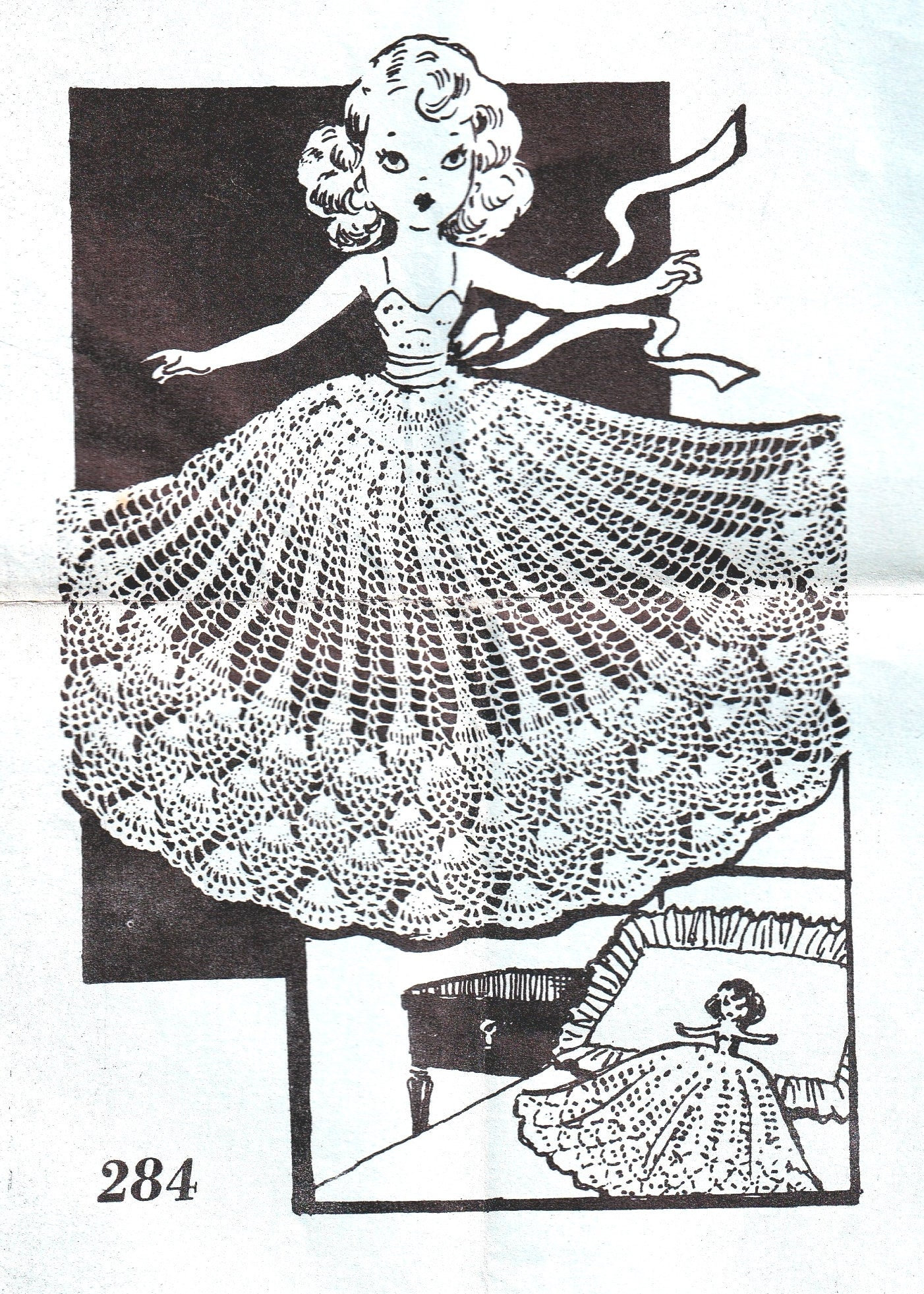 Vintage Crochet Doll Clothes Pattern PDF for Pineapple Pricilla Doll Dress Instant Download PDF