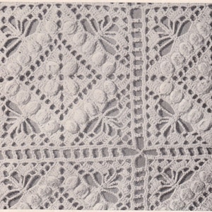 Vintage PDF Pattern Crochet Textured Popcorn Blocks To Make Bedspread With Fringe Instant Download