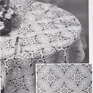 Vintage Instant Pattern Crochet Round or Oval Tablecloth Double Wedding Ring Pattern PDF