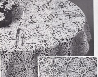 Vintage Instant Pattern Crochet Round or Oval Tablecloth Double Wedding Ring Pattern PDF