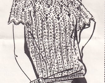 vintage Crochet Pattern PDF for Drawstring Pullover Pineapple Top Blouse Instant Download
