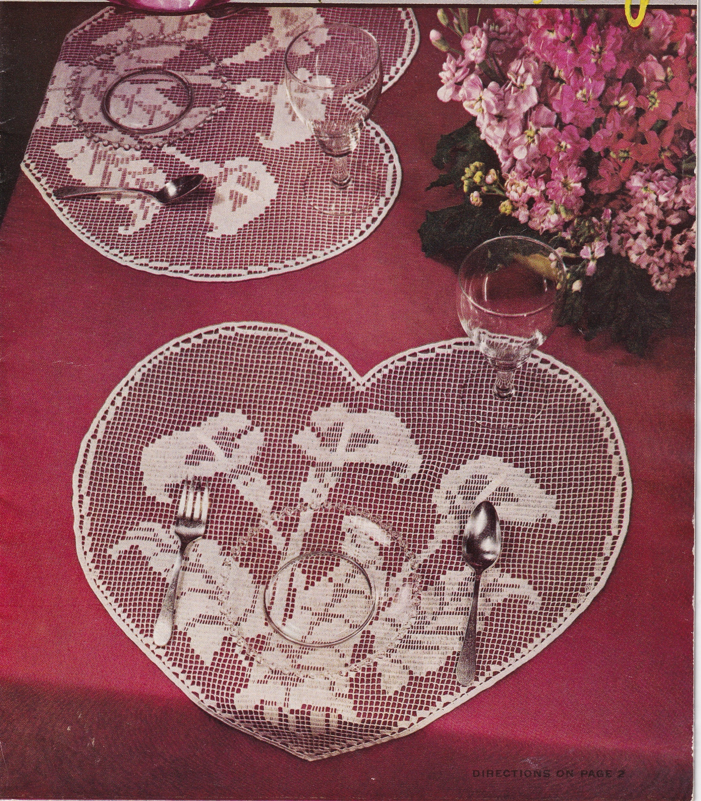 廃盤、ビンテージFleur de Rocaille ハート型 Vintage Digital Filet Crochet Calla Lily Heart Shaped Doily