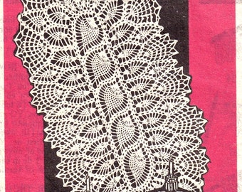 Vintage Crochet Pattern PDF for 7290 Oval Pineapple Doily Runner Scarf Instant Download