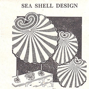 Vintage Crochet Pattern PDF for Scrolled Sea Shell Doily Centerpeice Buffet Set Instant Download