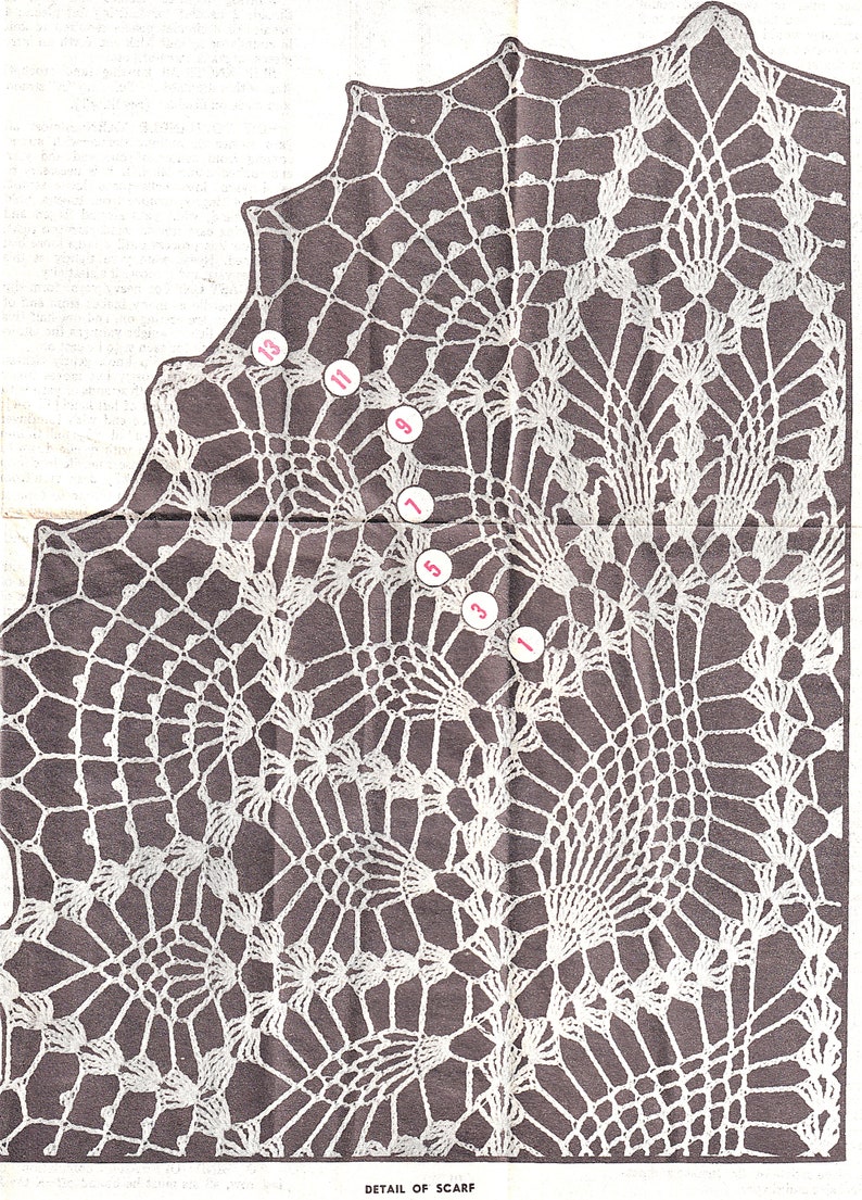 Vintage Crochet Pattern PDF for 7290 Oval Pineapple Doily Runner Scarf Instant Download image 3