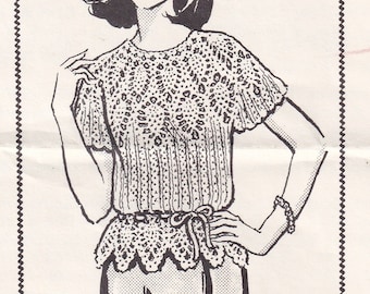Vintage Crochet Pattern PDF for Crocheted Pullover Blouse Top Pineapple Instant Download