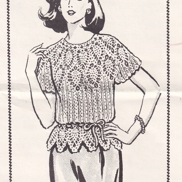 Vintage Crochet Pattern PDF for Crocheted Pullover Blouse Top Pineapple Instant Download