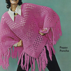 Vintage PDF Pattern for Crocheted Poncho 1970&#39;s INSTANT DOWNLOAD