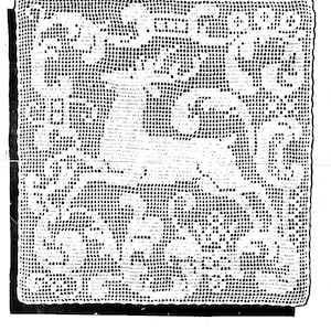 Vintage Filet Crochet PDF Pattern for Stag Deer Pillow Top Chair Set INSTANT DOWNLOAD