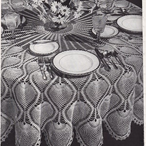 Vintage Crochet PDF Pattern For Round Pinapple Tablecloth INSTANT DOWNLOAD