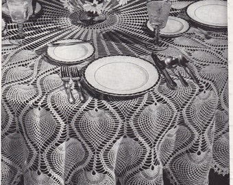Vintage Crochet PDF Pattern For Round Pinapple Tablecloth INSTANT DOWNLOAD