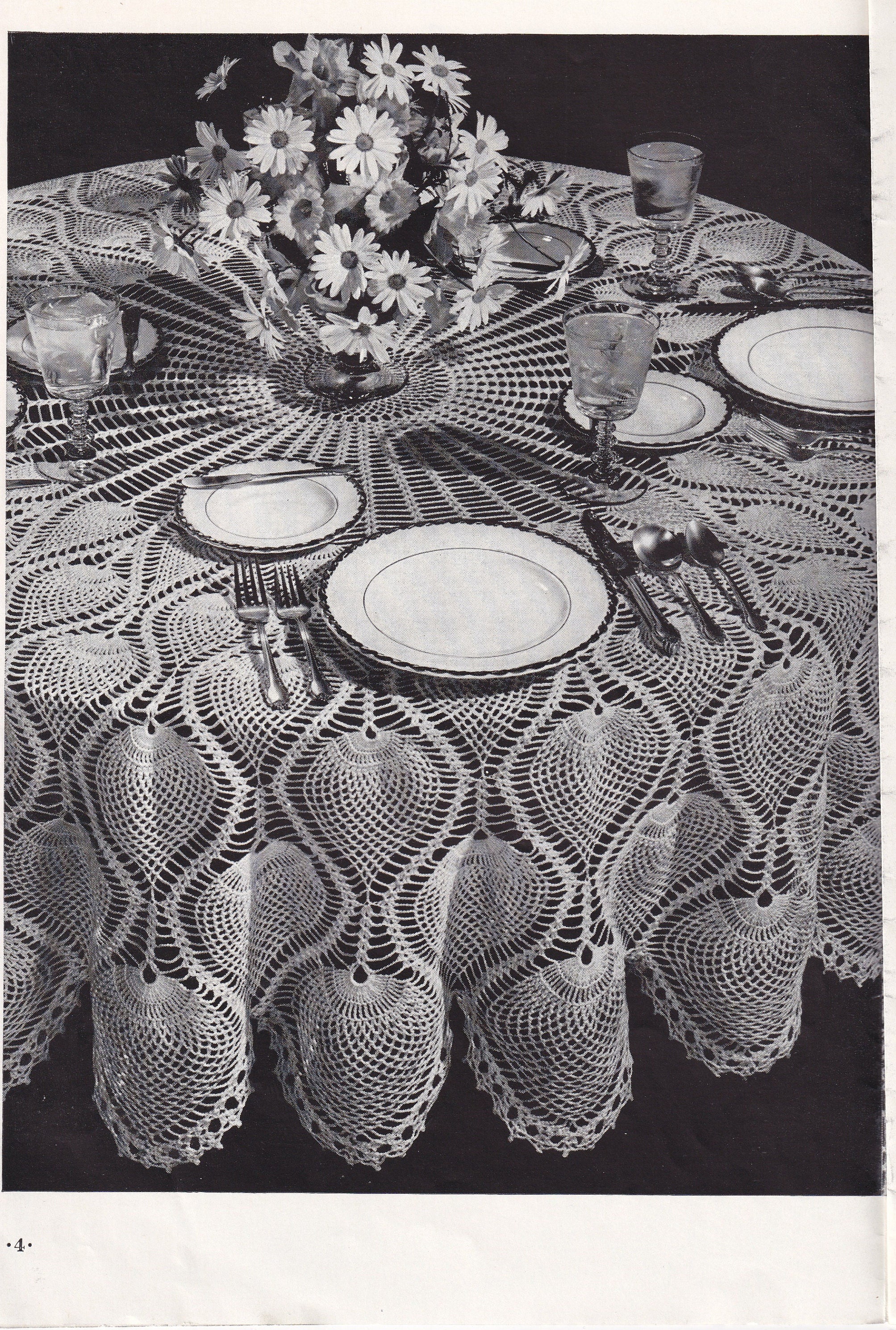 35 Crochet Tablecloth Patterns with Doilies, Motifs, and Table Runners 12 Vintage Crochet Pattern For Round Pinapple Tablecloth