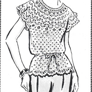 Vintage Crochet Pattern for Crocheted Top or Over Blouse Instant Download PDF