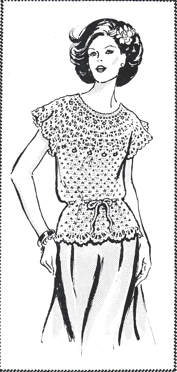 Vintage Crochet Pattern for Crocheted Top or Over Blouse - Etsy