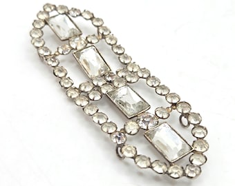 Antique Paste Double Buckle: c.1900-20s Clear Diamante Belt Clasp
