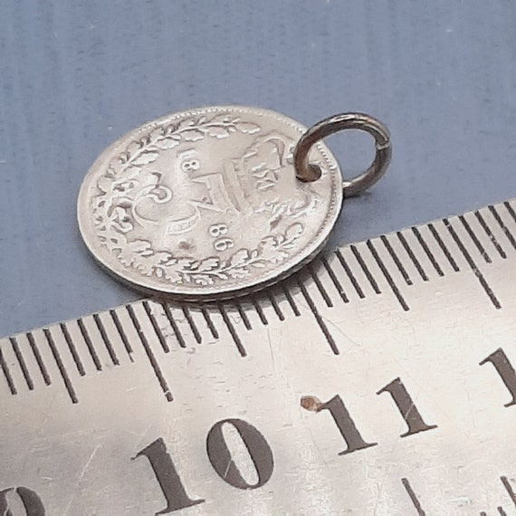 Antique 1886 Coin Charm... Victorian 3d Three Pen… - image 4