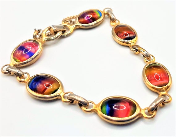 Signed 'Sarah Coventry' Bracelet... Rainbow Iris … - image 2