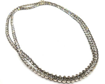 Antique Paste Single Strand Necklace: Claw-Set Diamante, Clear Glass, Long Necklace, Wear or Repurpose