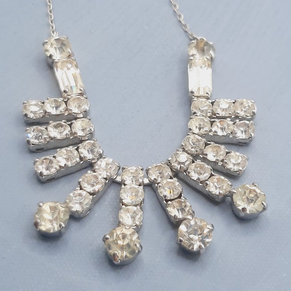 Dainty Clear Glass Diamante Necklace... Bright Sp… - image 1