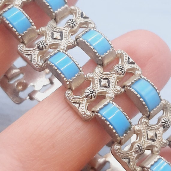 Bright Turquoise Glass Bracelet... c.1930s 1950s … - image 4